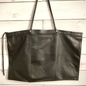 Club Monaco Black Leather Portfolio Tote